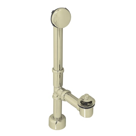 Westbrass Finished Twist & Close Bath Waste, Hidden Overflow -14" Make-Up, 17 Ga. in Polished Brass D3211HK-01